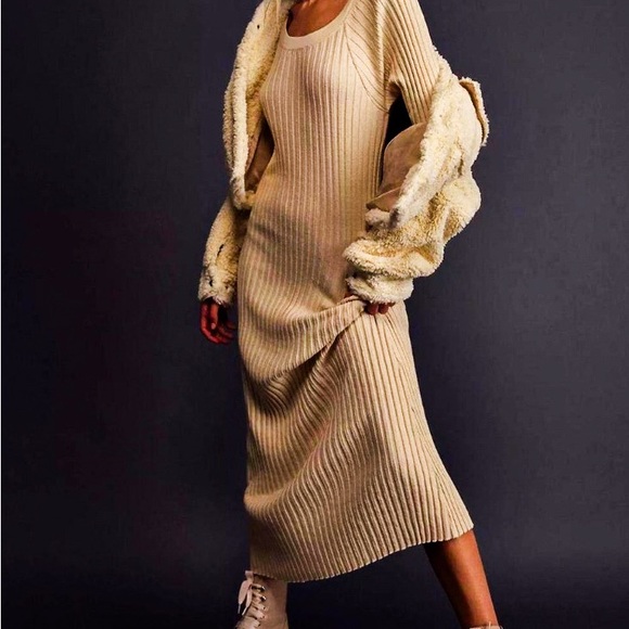 Free People Fall Sweater Dress Ribbed Maxi dress XS - Picture 1 of 9